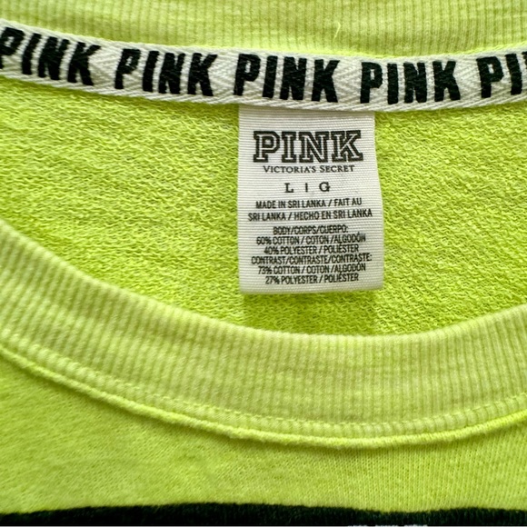 PINK victorias secret long sleeve lime green/ black pullover - Picture 5 of 6